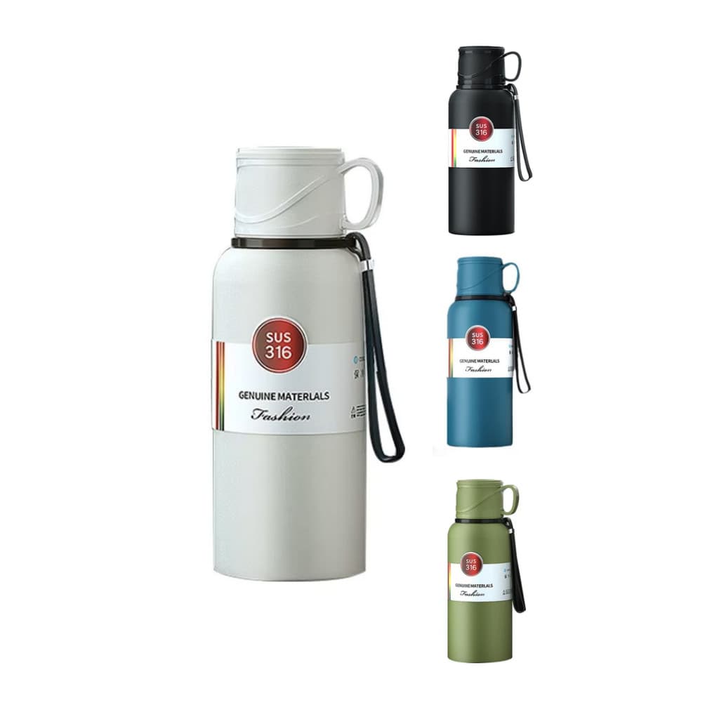 Garrafa Térmica Aço Inoxidável 600ml 1L 1,5L Filtro Alça Quente Frio