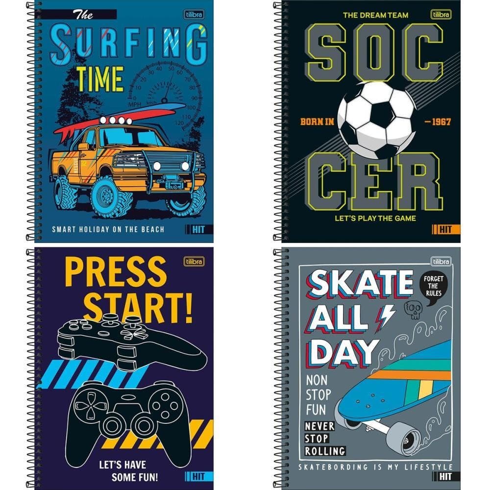 Caderno 20X1 Capa Dura HIT Masculino 320FLS 50G. PCT.C/02