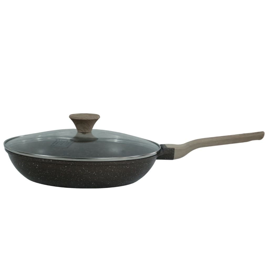 Frigideira Indução Antiaderente Revestimento Mármore Cerâmico 20cm Marrom