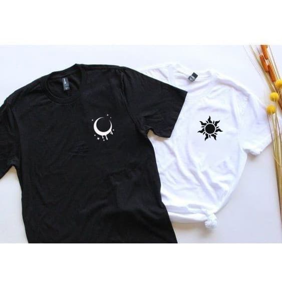 Kit 2 Camiseta Casal Namorados Sol e Lua 100% Algodão Premium