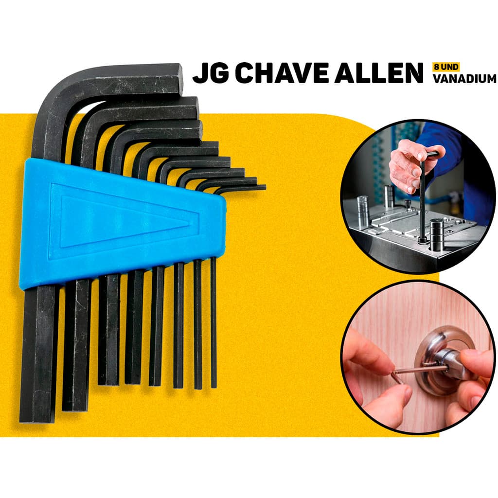 Conjunto de Chaves Allen 8 Peças Bramix 1,5Mm A 8,0Mm Ferramentas Portáteis Profissionais Aço Temperado