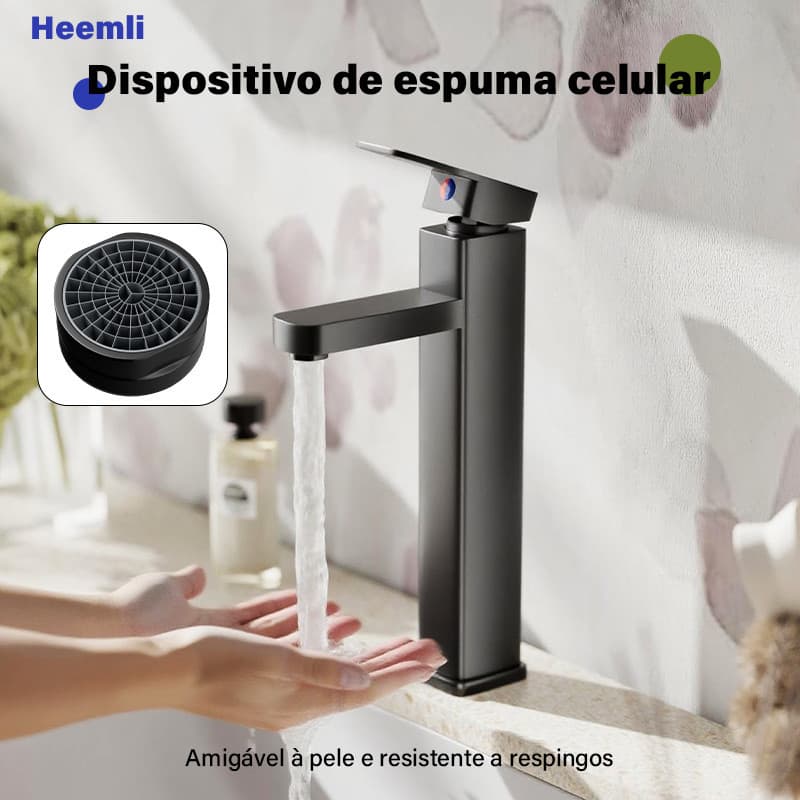 Heemli torneira quadrada preta quente e fria torneira de armário de banheiro preto torneira de pintura