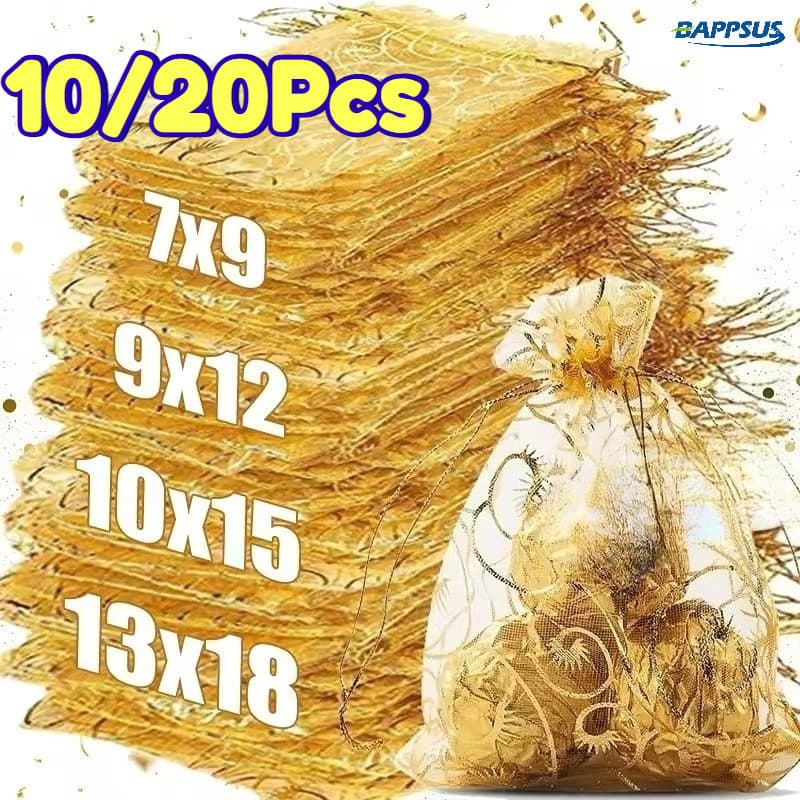Sacos De Cordão De Doces De Jóias De Natal De Organza Transparente-Clássico Prático Casamento Festa Presente Armazenamen