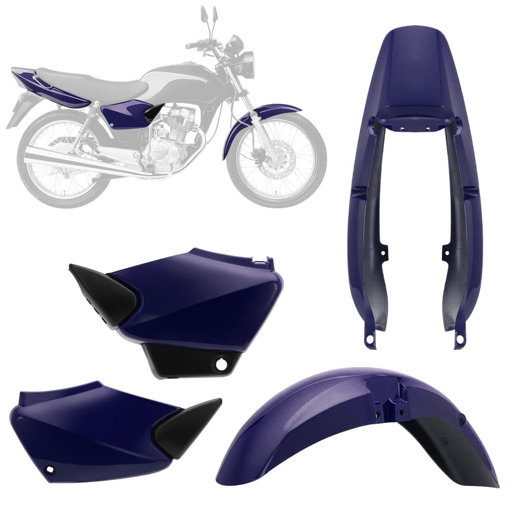 Kit Carenagem 3 Peças ABS Cromo Forte Titan 125 2000-2004 e Fan 125 2005-2008