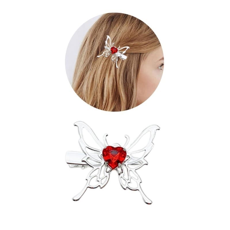 XI Oco Borboleta Grampo De Cabelo Elegante Hairpin Lado Franja Snap Clip Feminino Harajuku Metálico Moldar Clipe