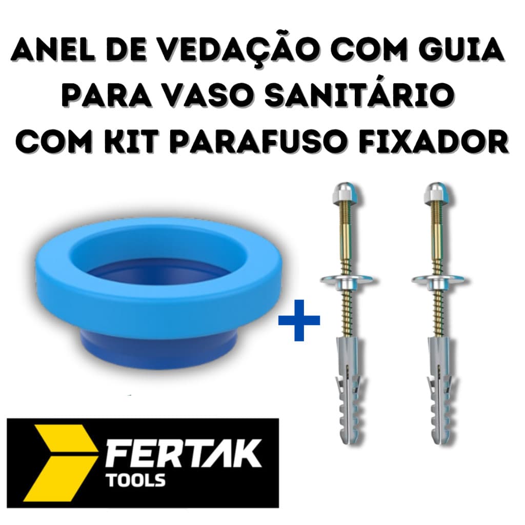 Kit Anel de Vedação Com Guia + 2 Parafuso com Bucha 8 Bolsa Vaso Sanitário Privada