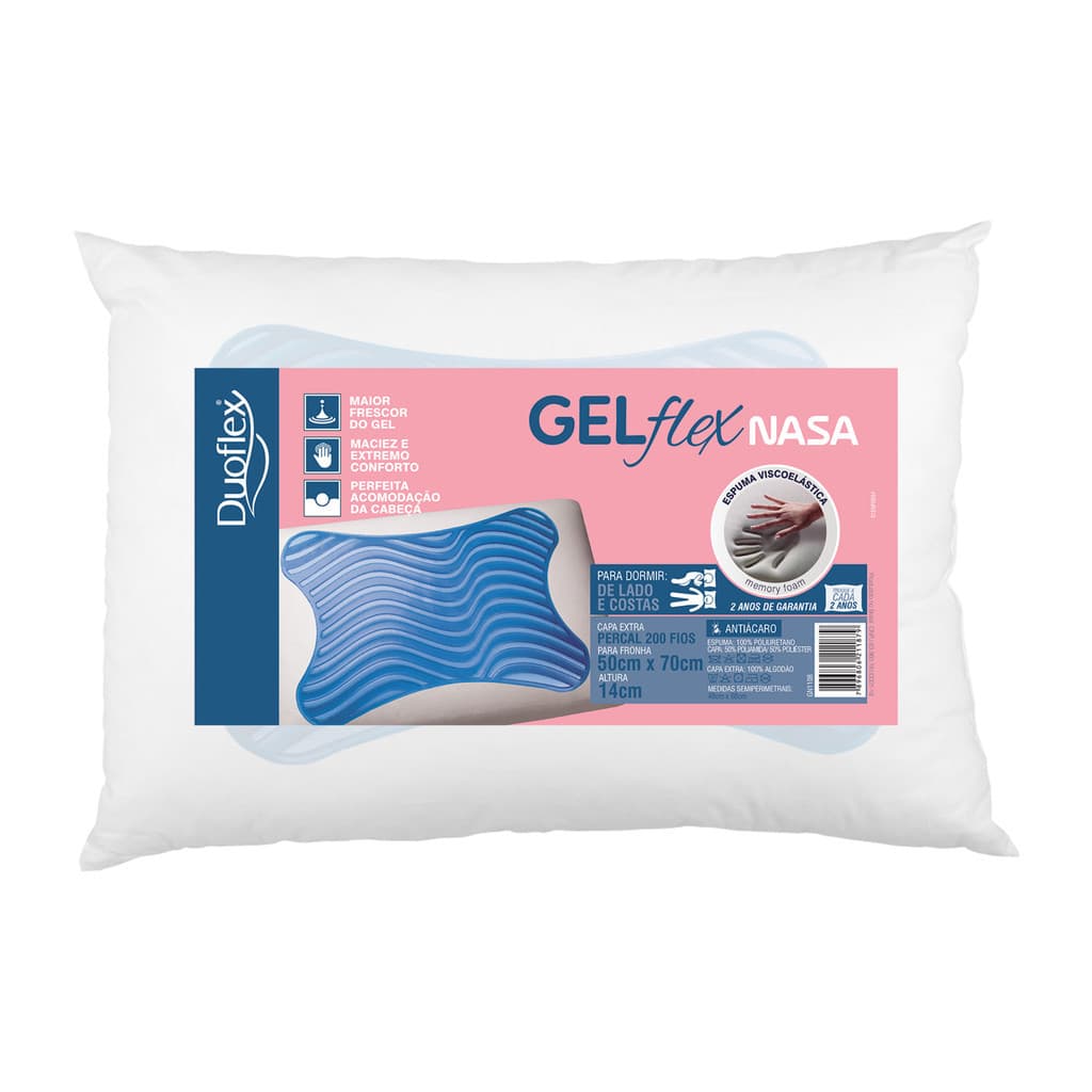 Travesseiro Gelflex NASA P/ Dormir de Lado e Costas - Duoflex GN1108