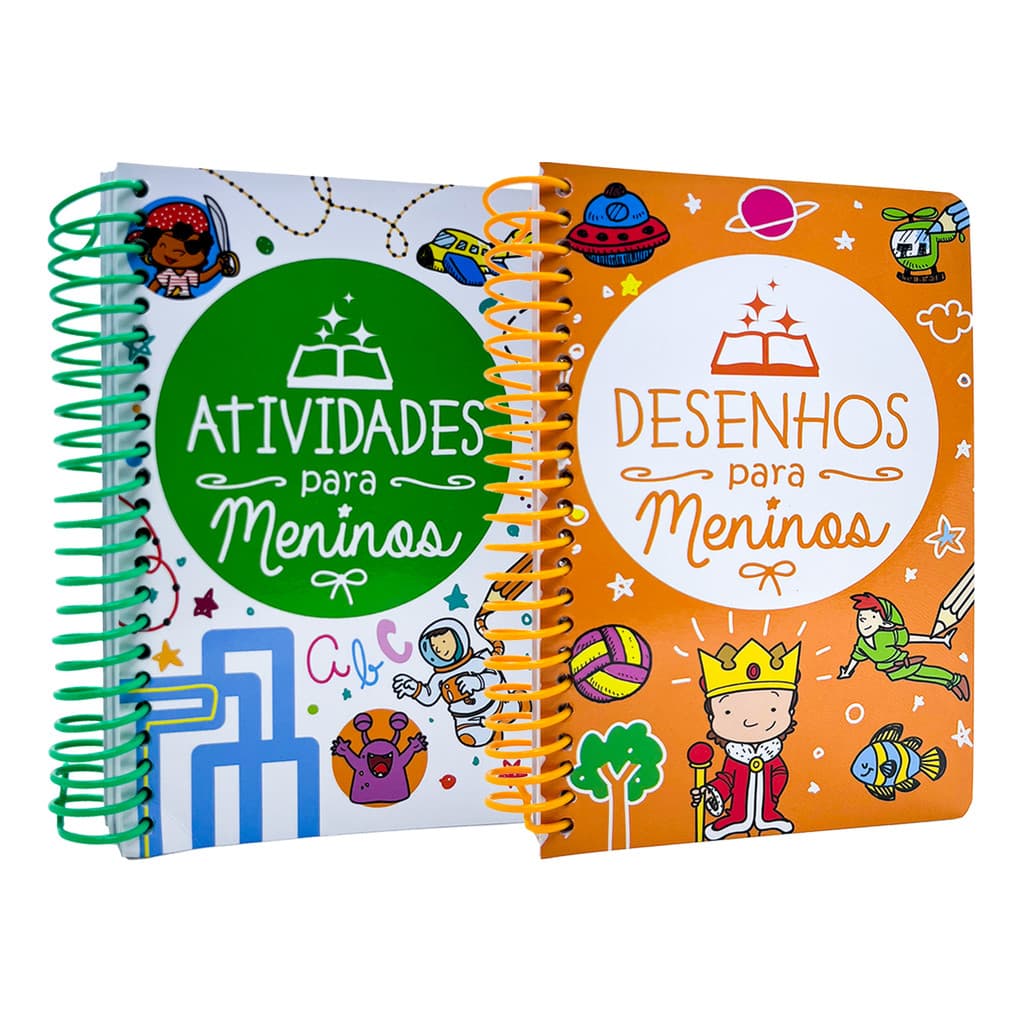Atividades + Desenhos para Meninos com Espiral - Desafios, Desenhos e Muito Mais - 2 Livros Físicos