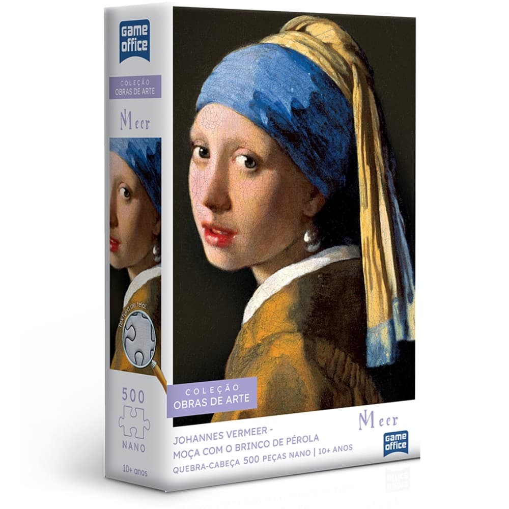 QUEBRA CABEÇA MOÇA COM BRINCO DE PÉROLA JOHANNES VERMEER 500 PEÇAS NANO TOYSTER OBRA DE ARTE PUZZLE