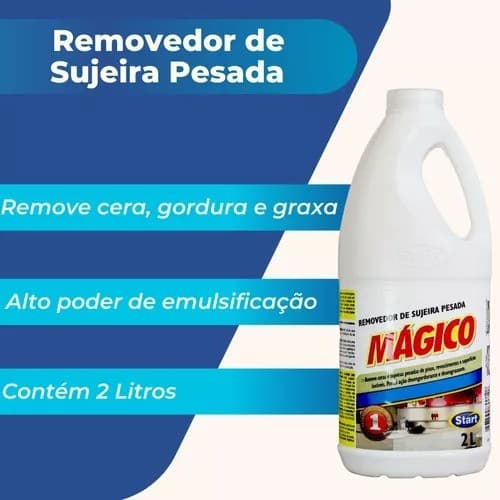 Magico 2L Removedor Cera Sujeira Pesada Desengordurante Pisos Granilite Cimento Queimado Ceramica