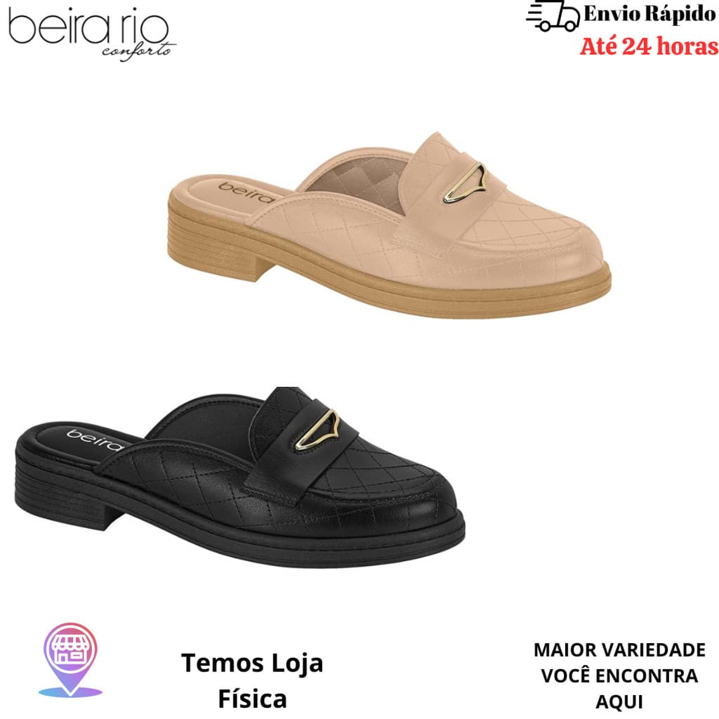 Mule Mocassim Feminino Beira Rio Sola Tratorada - FORMA PEQUENA