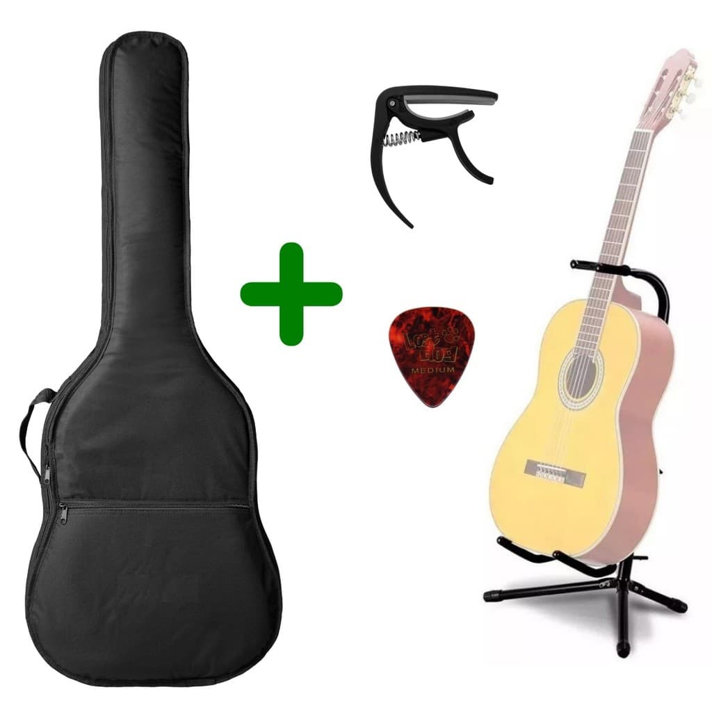 Capa Bag Luxo Para Violão modelo Classico Acolchoada +  Suporte + Capotraste