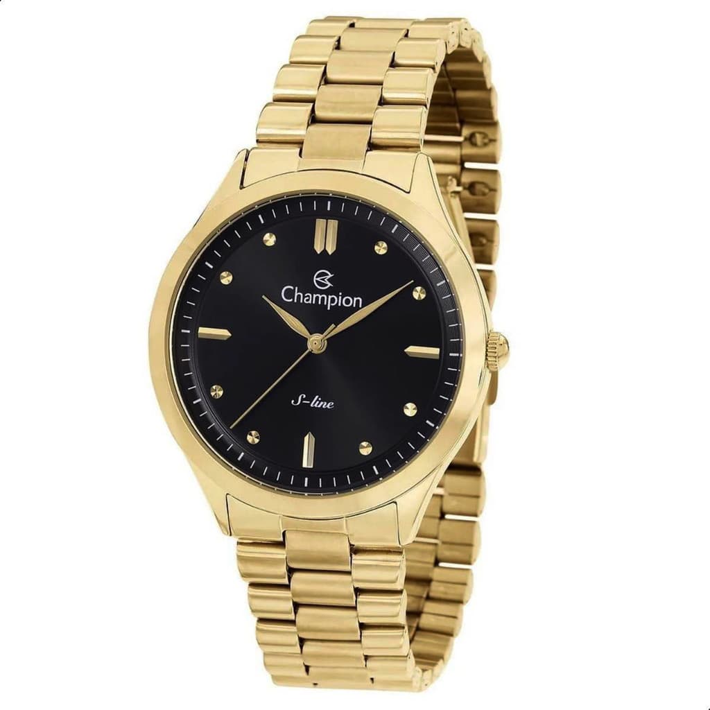 Relógio de Pulso Masculino Champion Analógico Slim Dourado Preto  CN21087U Relógio Original Masculino