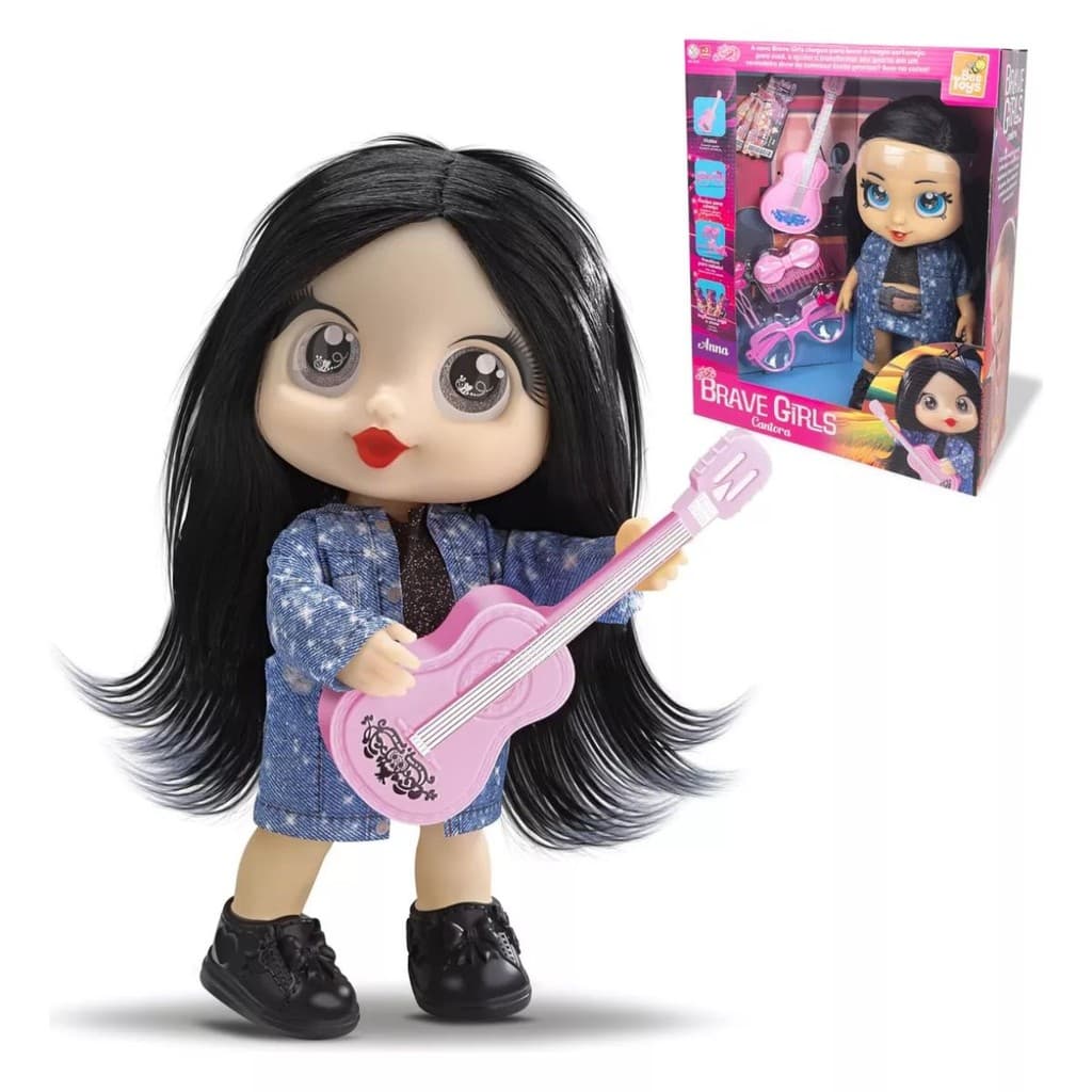 Boneca Brave Girls Ana Cantora Com Acessorios Violão Bee Toys