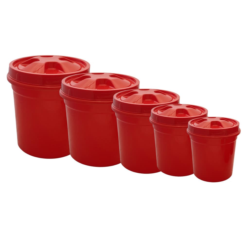 Kit 5 Potes Plásticos Lata Porta Mantimentos Tampa Rosca Liso Arroz Feijão Cozinha