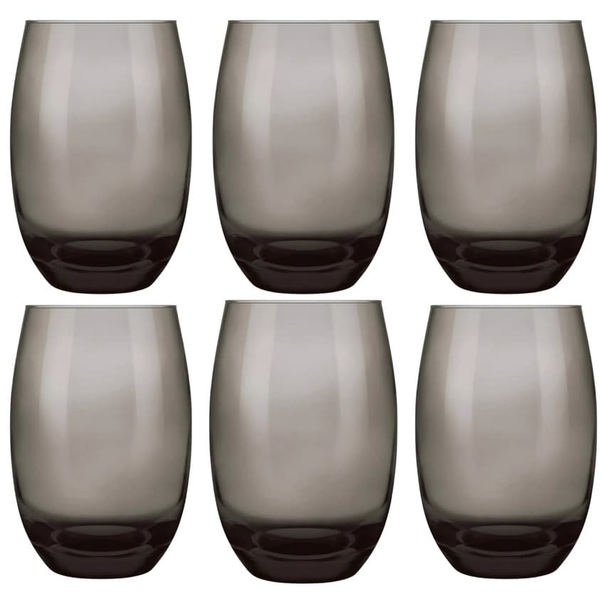 Jogo Copos Vidro Suco Agua Aruba 465Ml Nadir Cinza 6 uni