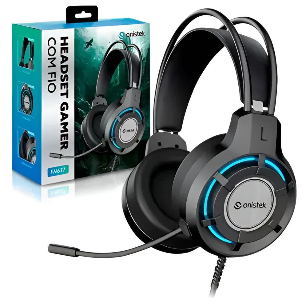 Fone Gamer Com Microfone e Iluminacao  Fone de Ouvido Para PC Computador PS4 PS5 Xbox Onistek