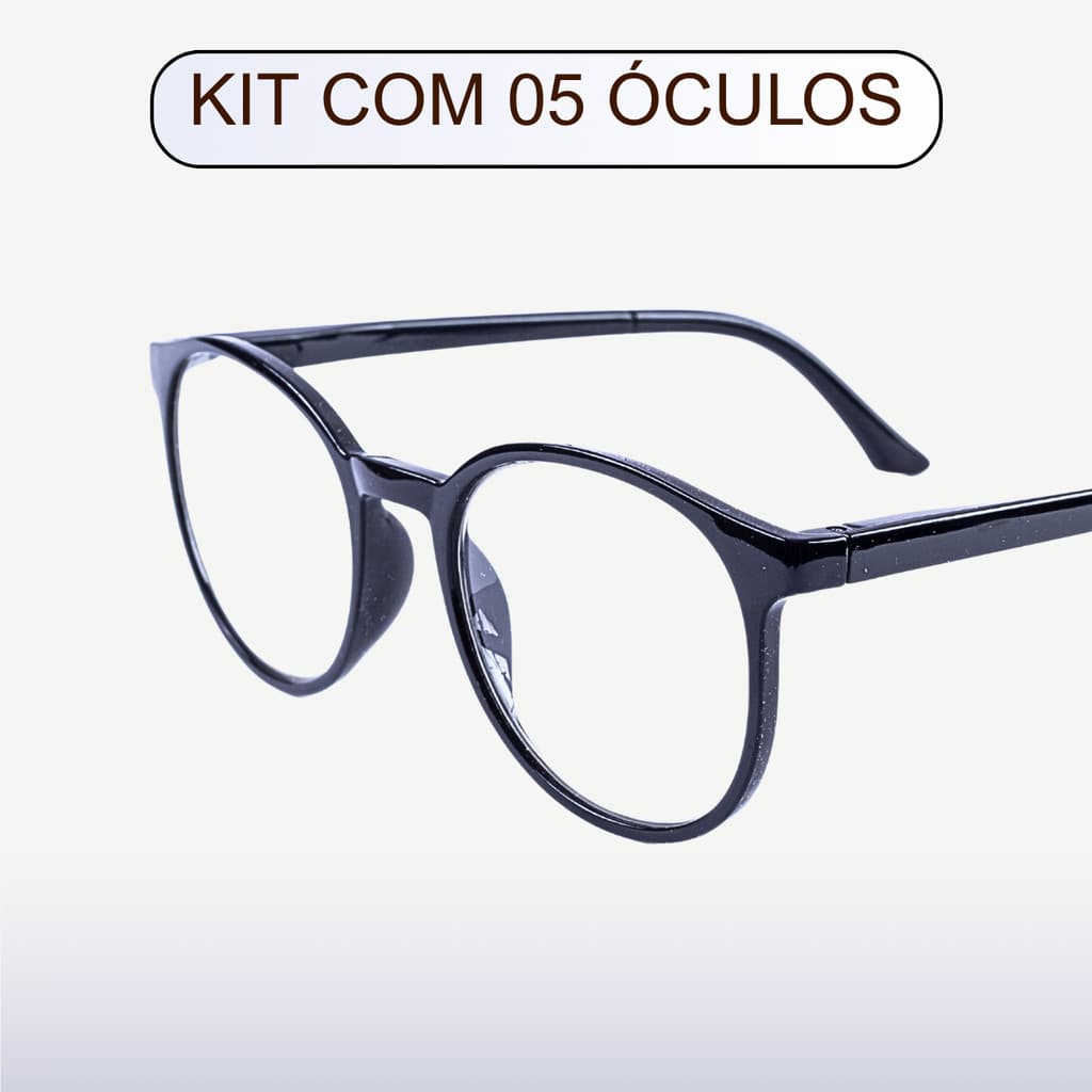 Kit com 5 Óculos de Grau para Leitura, Trabalho e Descanso – Unissex, Design Moderno