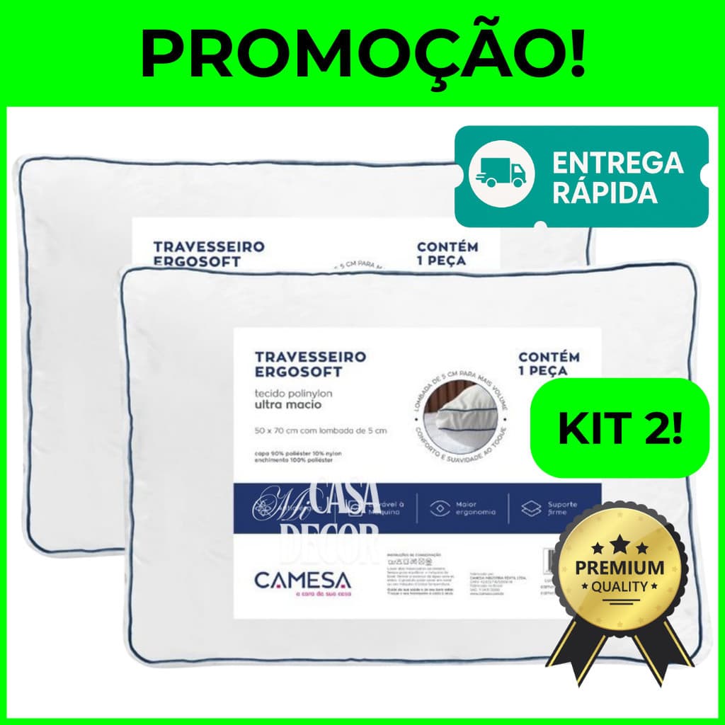 OFERTA RELÂMPAGO Kit 2 Travesseiros Camesa Hotel Envio Imediato