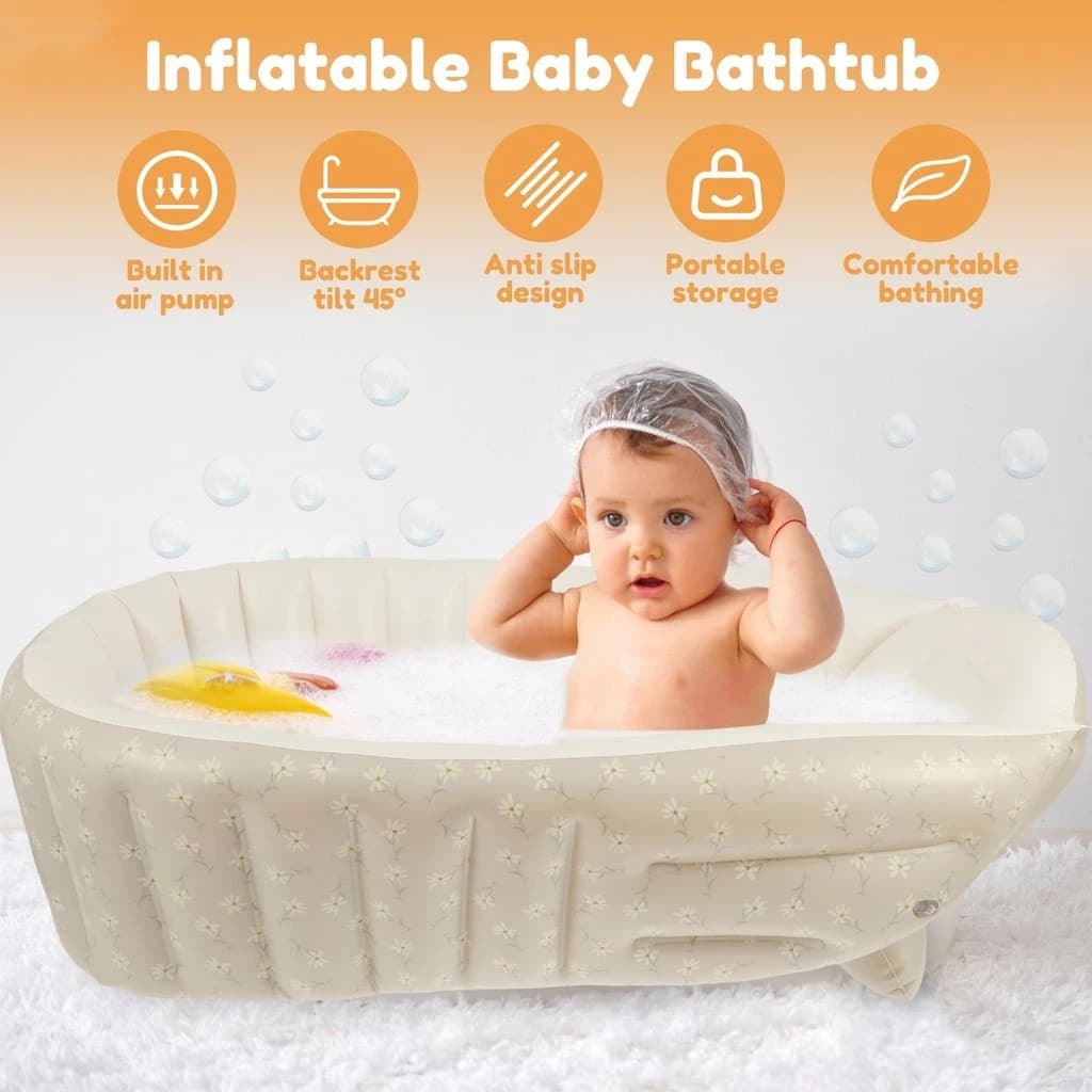 Banheira de Bebê Inflável Portátil Infantil Criança Dobrável (NÃO ACOMPANHA BOMBA/INFLADOR)
