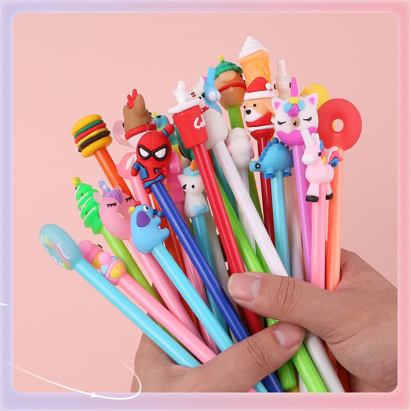 Kit 30 Canetas Gel Ponta Fina 0.5 Sortidas Caneta Infantil com Personagens de Desenho