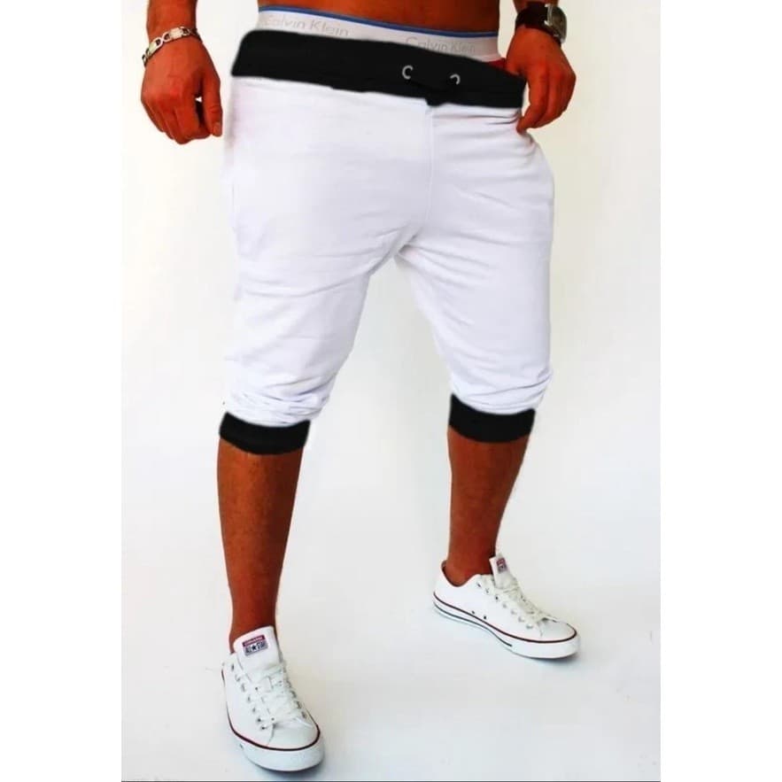 Bermuda saruel skinny masculina academia shorts com punho  pronta entrega lisa