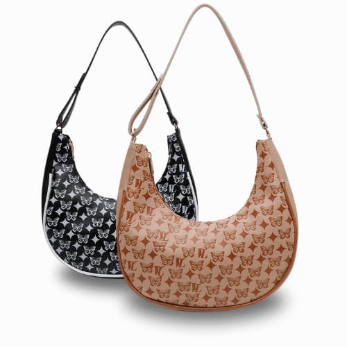 Kit 2 Bolsas Femininas Meia Lua Estampada Elegante Estilosa Sofisticada Delicada Moderna Versátil