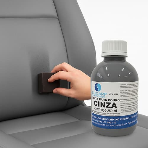 Tinta Para Couro Cinza Plástico Banco Carro Sapato Sofá 250ml