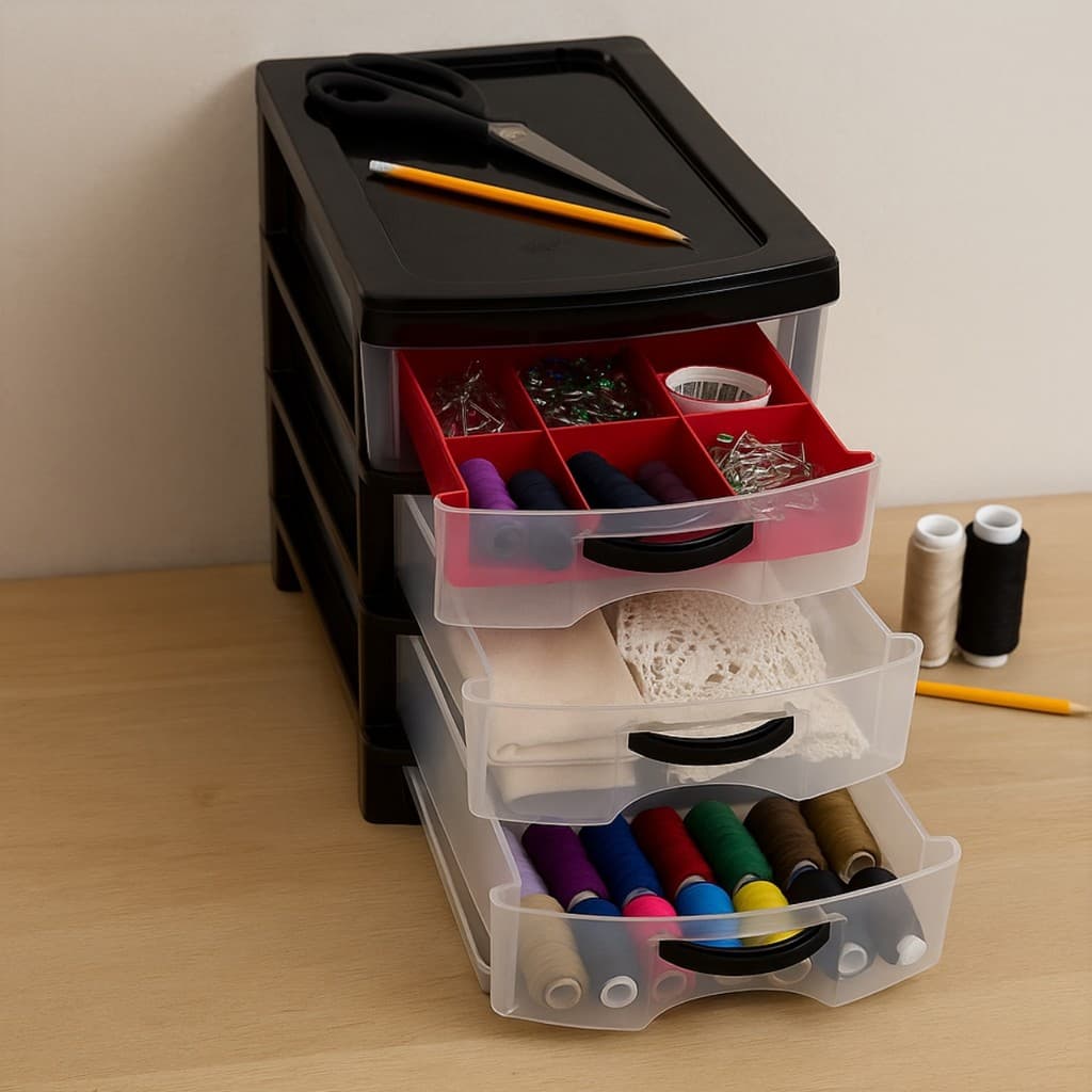 Gaveteiro Organizador 3 Gavetas Multiuso Plastico Reforçado Resistente Grande de Mesa Escritorio Casa Quarto Decorativo