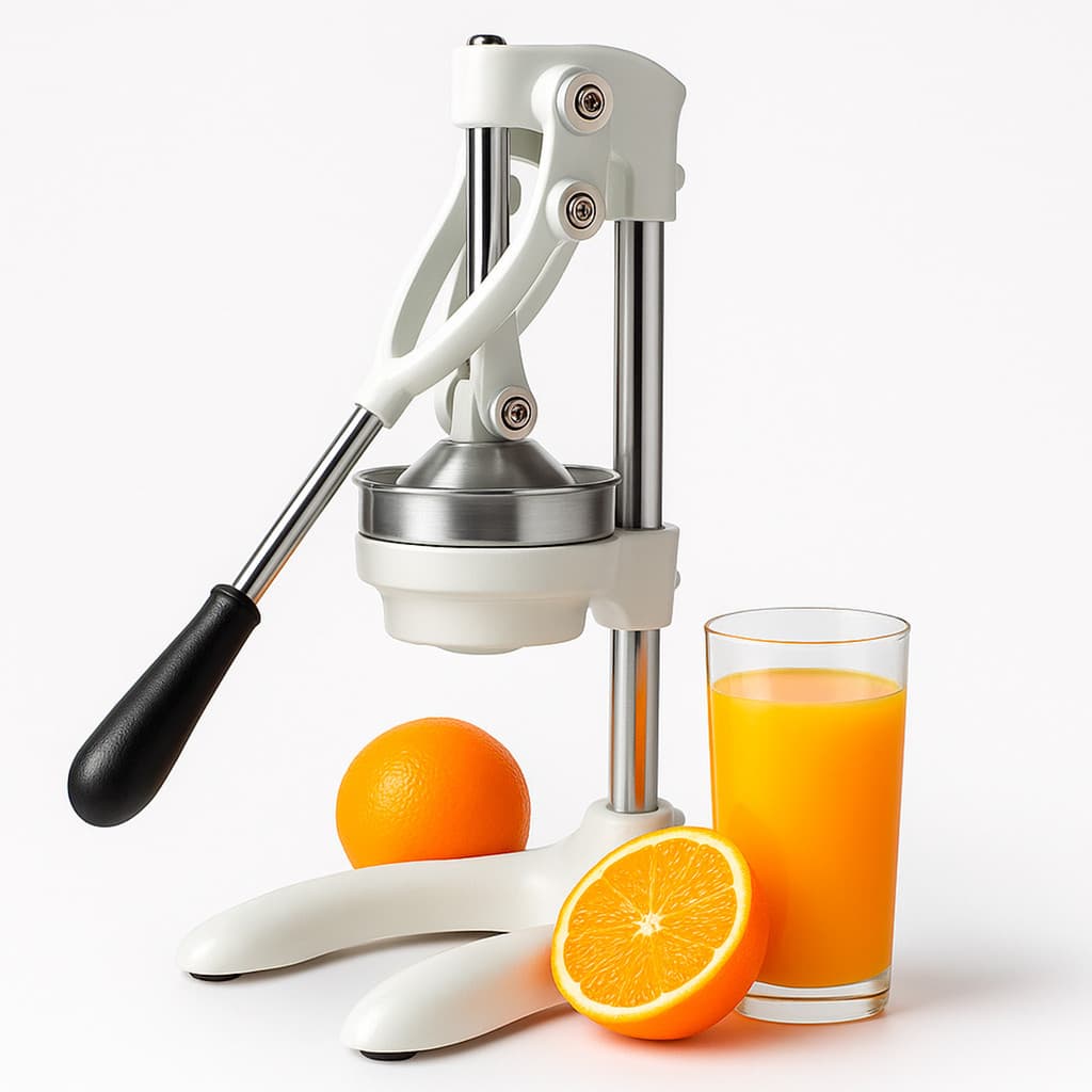 Espremedor de Laranja Frutas Manual em Aço Inox Profissional - Branco