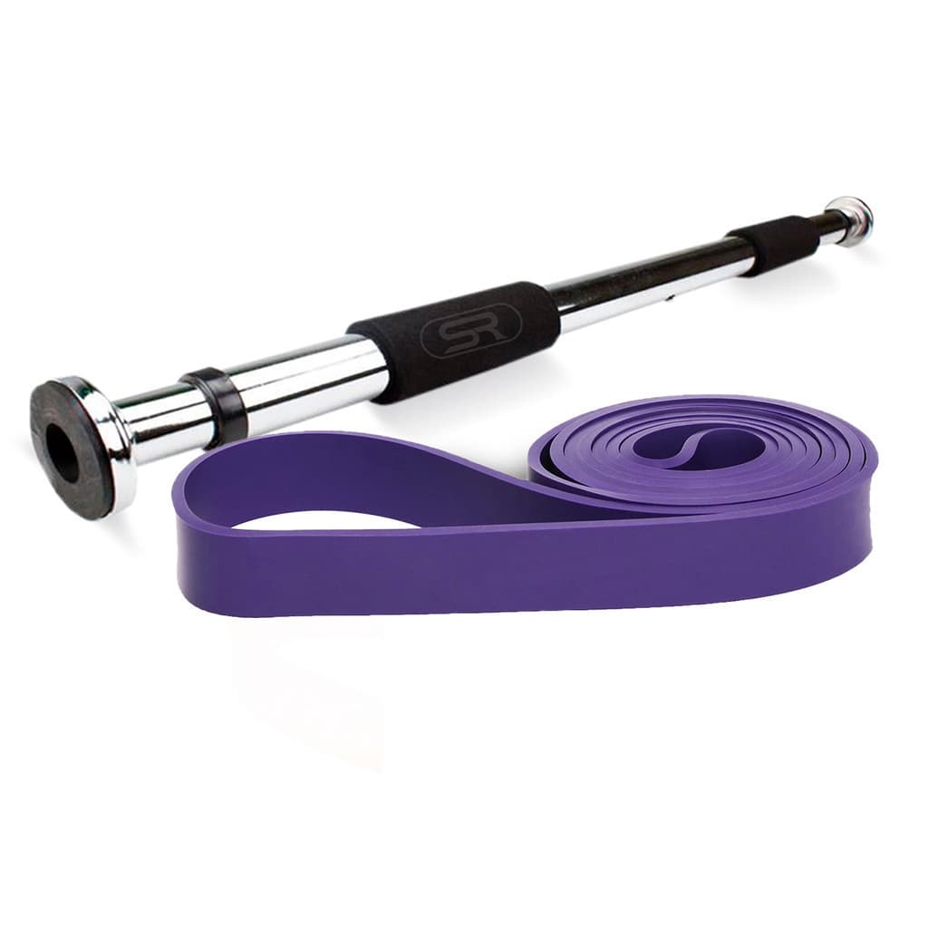 Kit Power Band Elástico Extensor + Barra Para Porta (62 a 100Cm) - MB