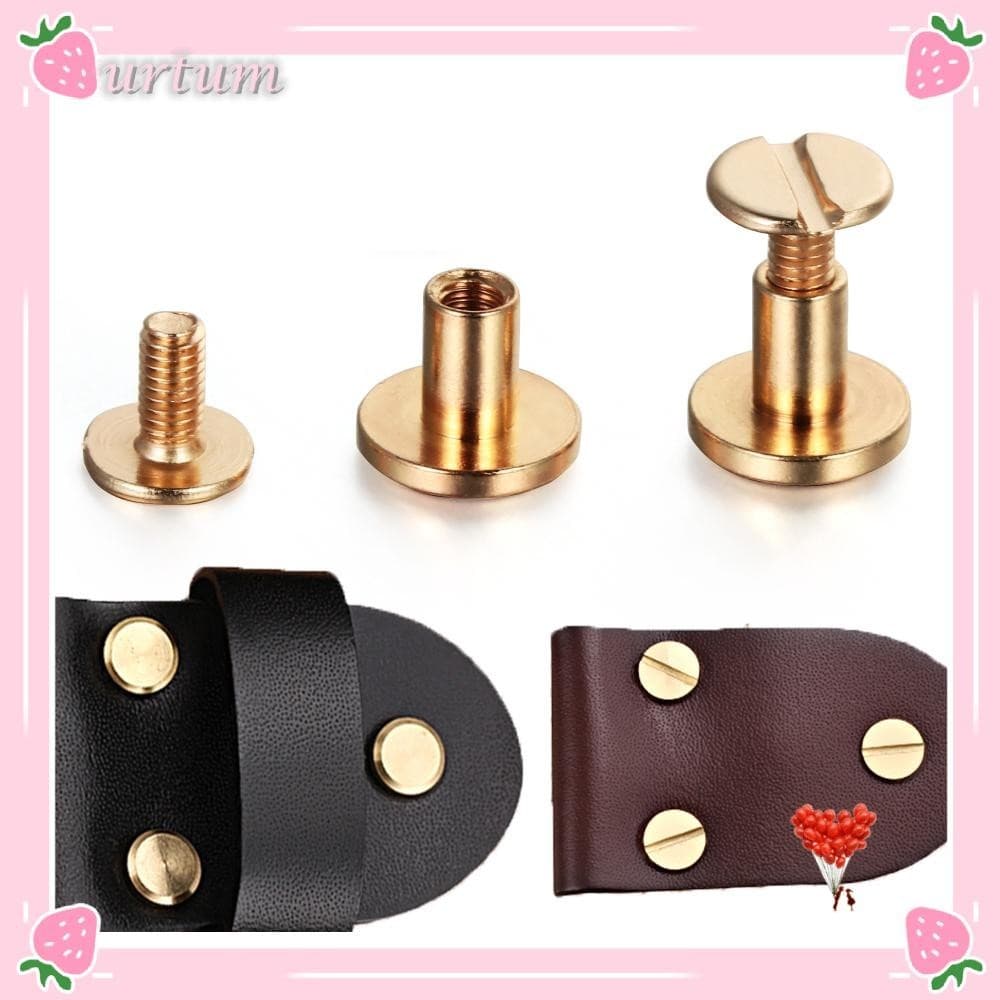 URTUM 10 Peças 5/6.5/8mm Parafuso De Unha Sólido Latão Livro De Unhas DIY Parafusos De Cabeça Redonda