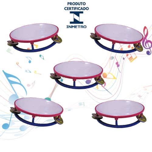 Kit 5 Pandeiro Para Criança Menino E Menina Musica Brinquedo Musical Infantil