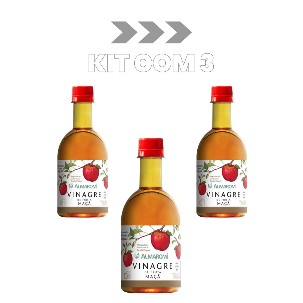 Kit com 3 Vinagre Maça 400ml  Almaromi