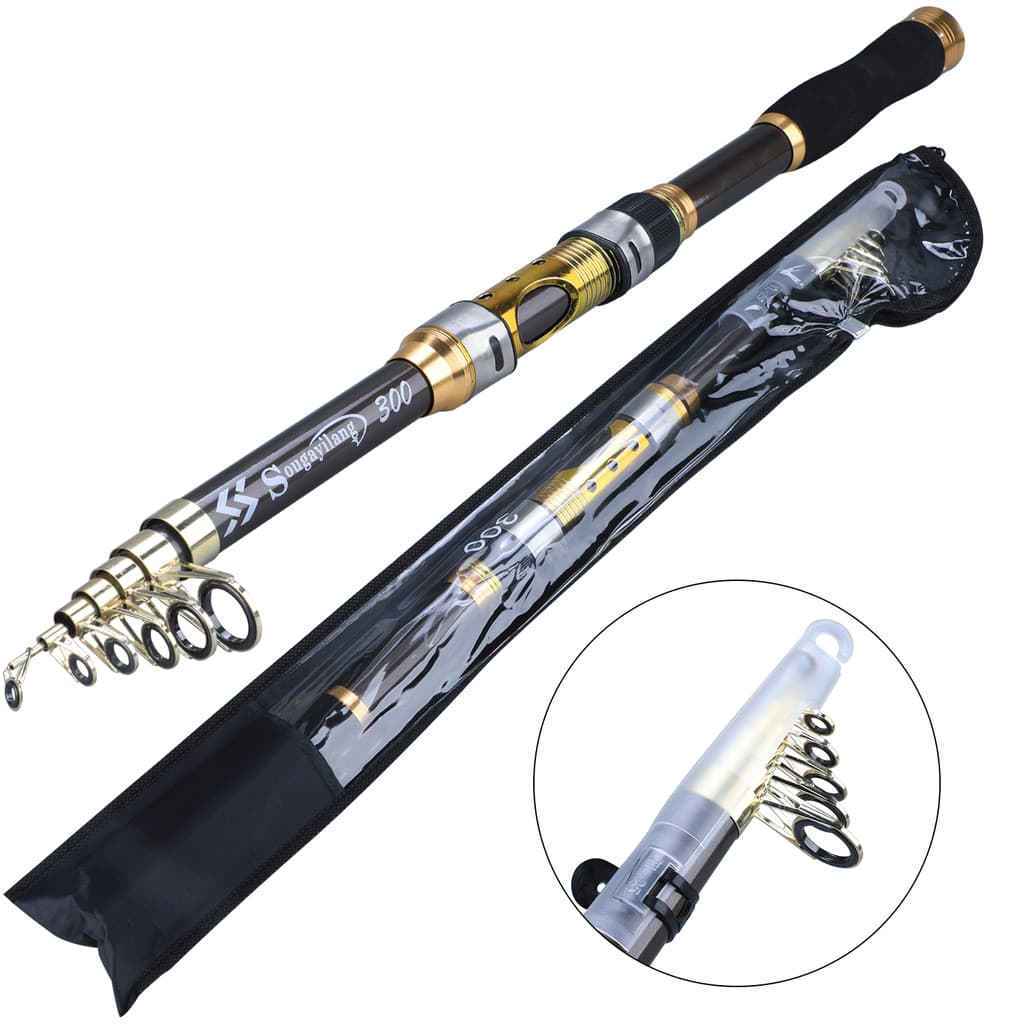 Sougayilang As varas de pesca retráteis portáteis estão disponíveis nos tamanhos 2.1-3.6MCompleto com alças de EVA