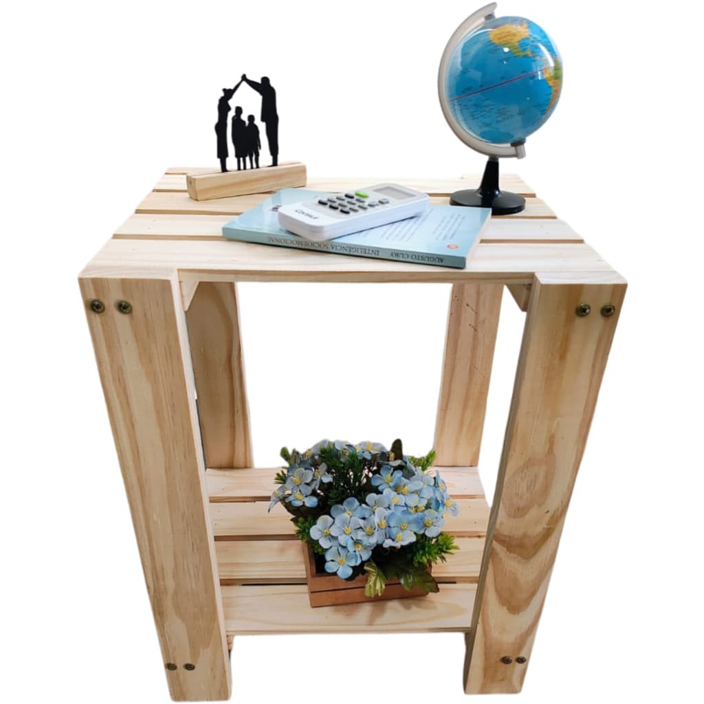 Mesa de Cabeceira de Madeira Pinus Canto ou Centro Multiuso