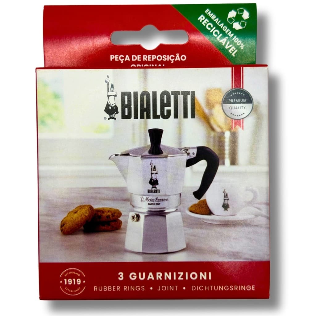 3x Reparo Anel Borracha Vedação Com Filtro Bialetti Moka Express 1xíc