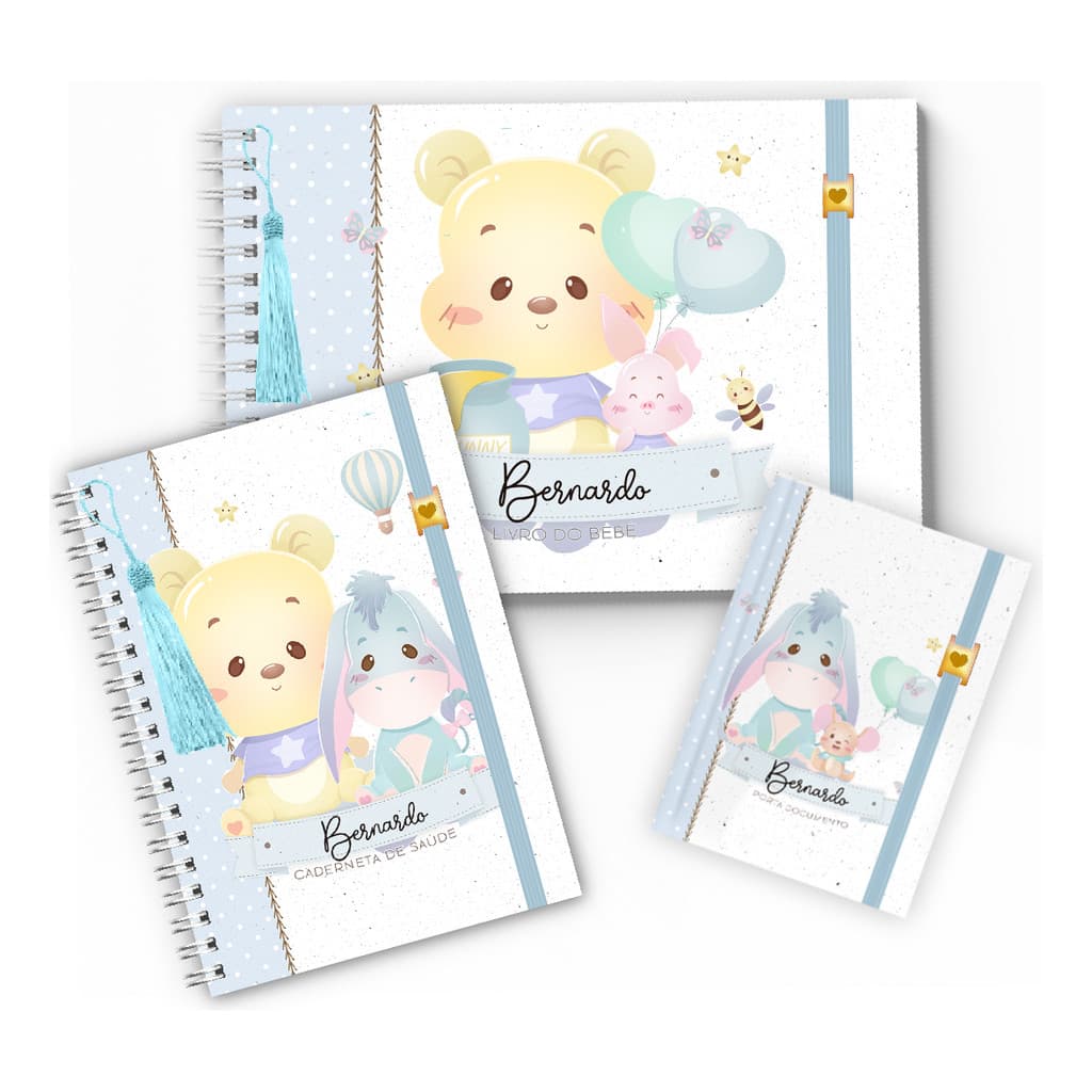 Caderneta De Vacinação Kit Ursinho Pooh Capa Dura Kit LUXO