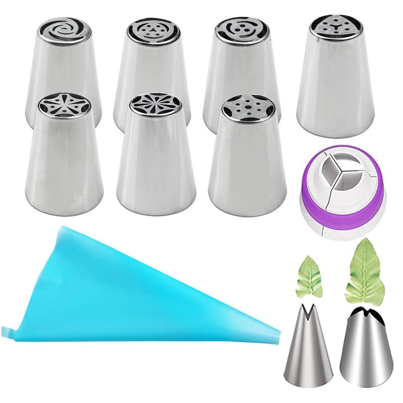 Kit Saco Confeiteiro Silicone Bico Russo Adaptador 11 Peças