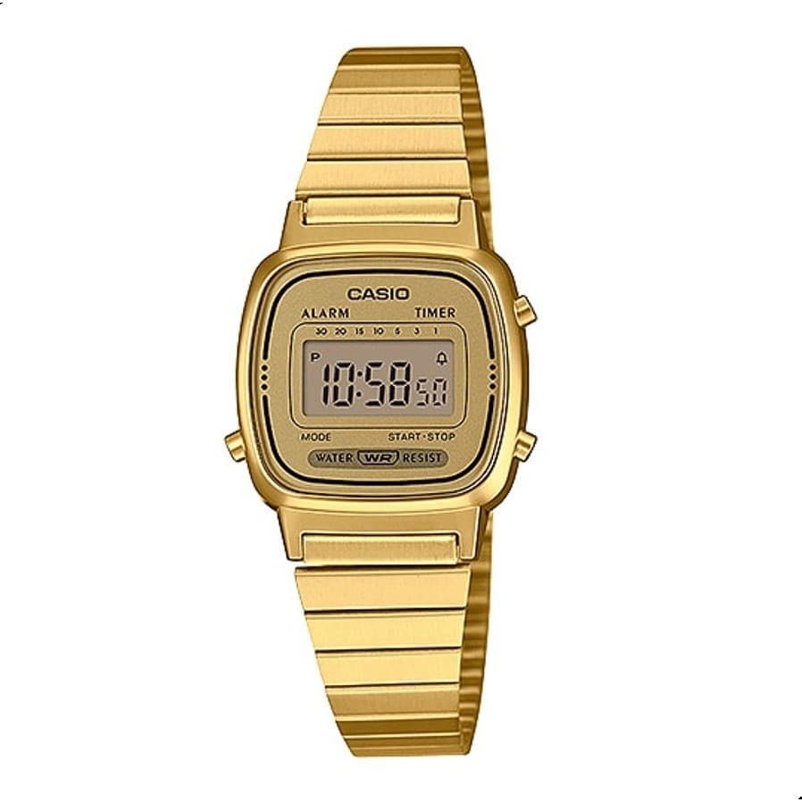 Relógio Casio Digital Unissex Vintage Dourado Mini LA670WGA-9DF Relógio de Pulso Casio Feminino Dourado