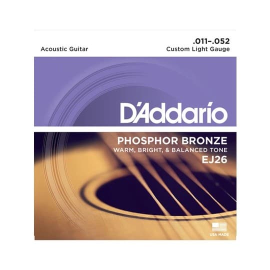 Encordoamento Violão Aço 011 Daddario Ej26 Phospor Bronze
