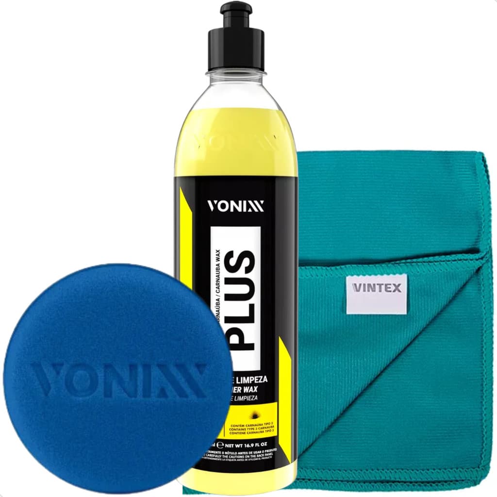 Kit Cera Carnauba Plus Vonixx 500ml Cera Liquida Automotiva