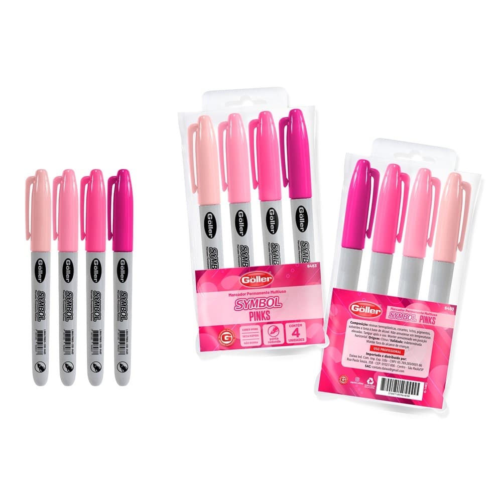 Marcador Multiuso CD, DVD, Retroprojetor E Diversas Superfícies Symbol 4 Cores Pink Göller