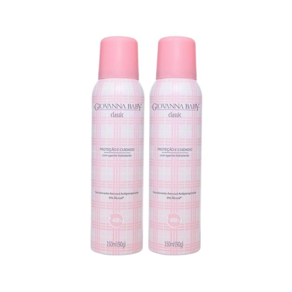 Kit 2 Desodorantes Antitranspirante Aerosol Classic Giovanna Baby 150ml