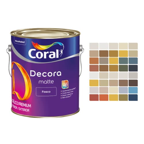 Tinta Decora Matte Parede e Tetos Coral 3,2l - Cores 2025