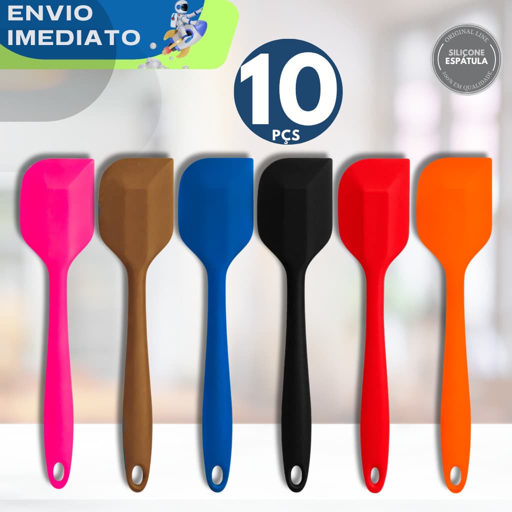 QUEIMA DE ESTOQUE 10 PEÇAS Espátula Silicone Qualidade Pão Duro Utensílios Cozinha Antiaderente Confeitaria  Restaurante