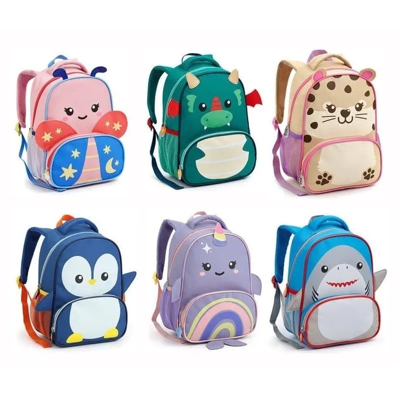Mochila Infantil Escolar Dino Tubarão Unicornio 3D Animais Zoop Masculino Feminino Mochila Escolar