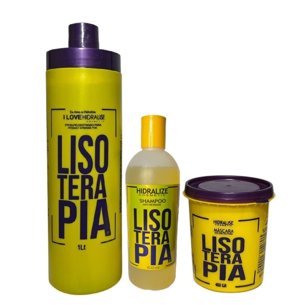 Kit Progressiva Lisoterapia S/Formol + Shampoo Anti Resíduos + Máscara Reconstrutora