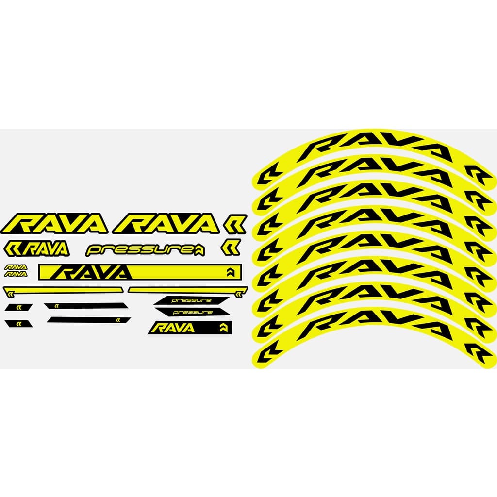 Kit de Adesivos Bicicleta Rava Quadro e Roda em Vinil de Qualidade Premium Amarelo