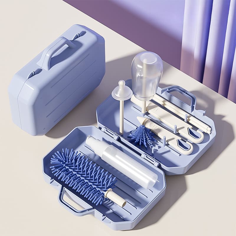 Conjunto de escovas para limpeza de garrafas, conjunto portátil e estiloso para limpeza de utensílios de bebê
